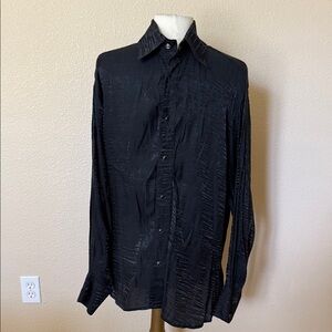 * Shrine of Hollywood Men's Black Textured Long-Sleeve Dress Shirt (sz - med)